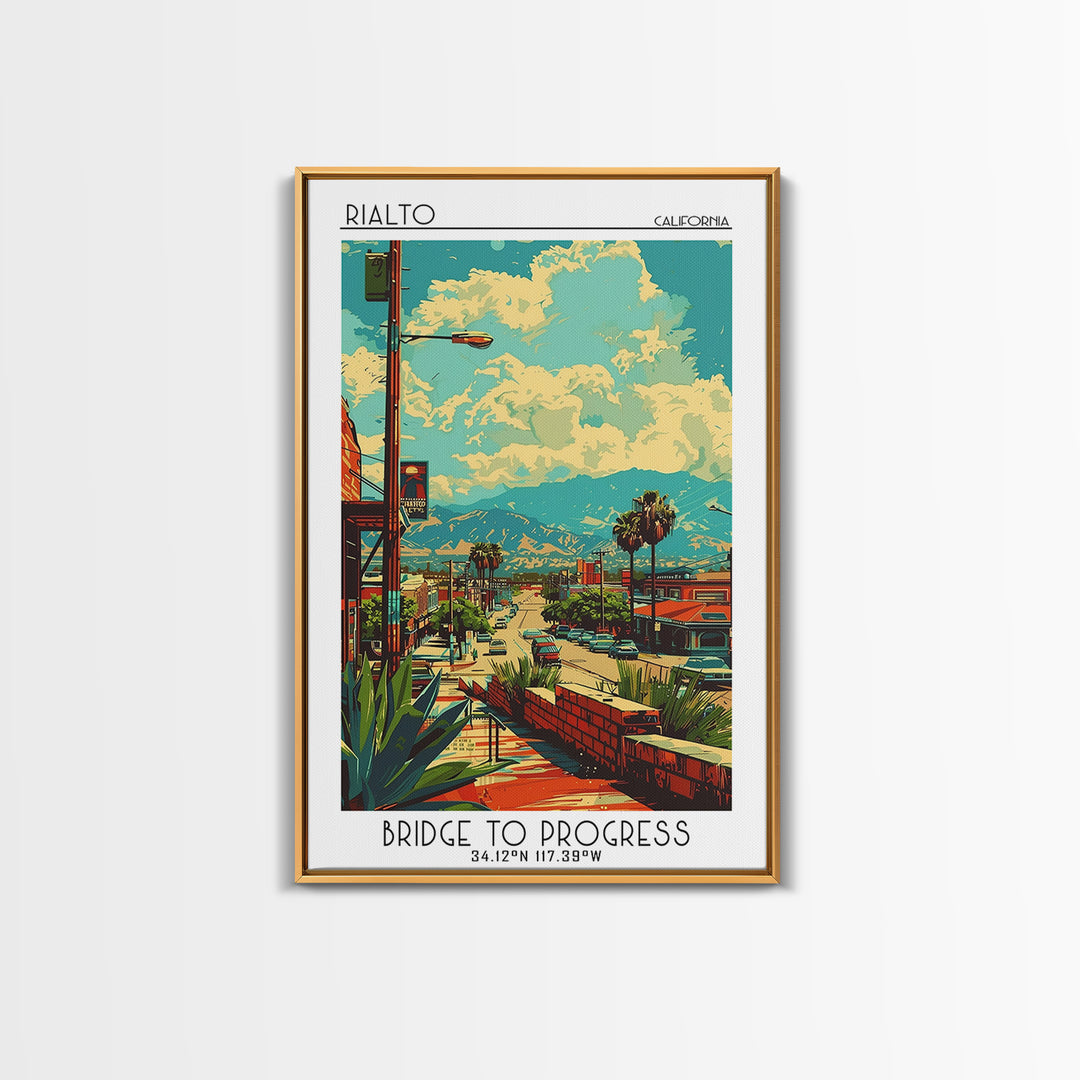 Rialto Travel Poster, Framed Canvas Print, Travel Wall Art, City Wall Art, Poster Print, Wall Art, Wanderlust Gift, Travel Art Print
