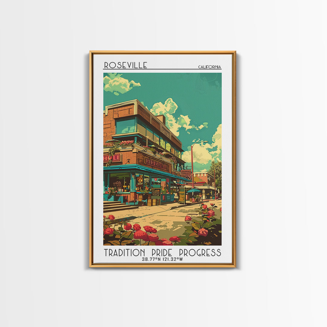 Roseville Travel Poster, Framed Canvas Print, Poster Print, Travel Wall Art, Fine Art Print, Mid Century Wall Art, Minimalist Poster