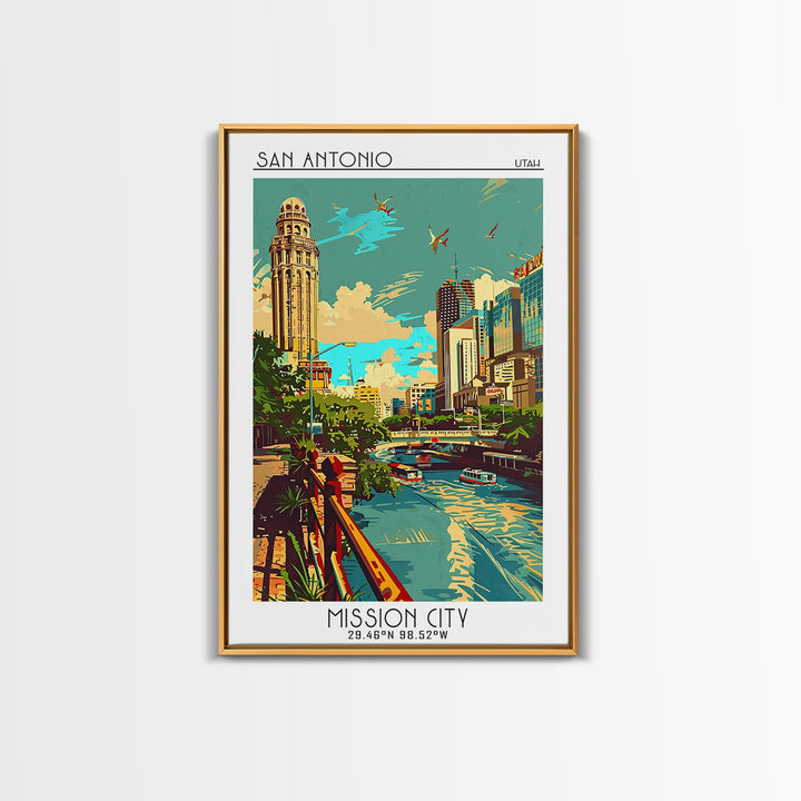 San Antonio Travel Poster, Canvas Print, Vintage Travel Print, City Wall Art, Travel Wall Art, Minimalist Poster, Retro Travel Print