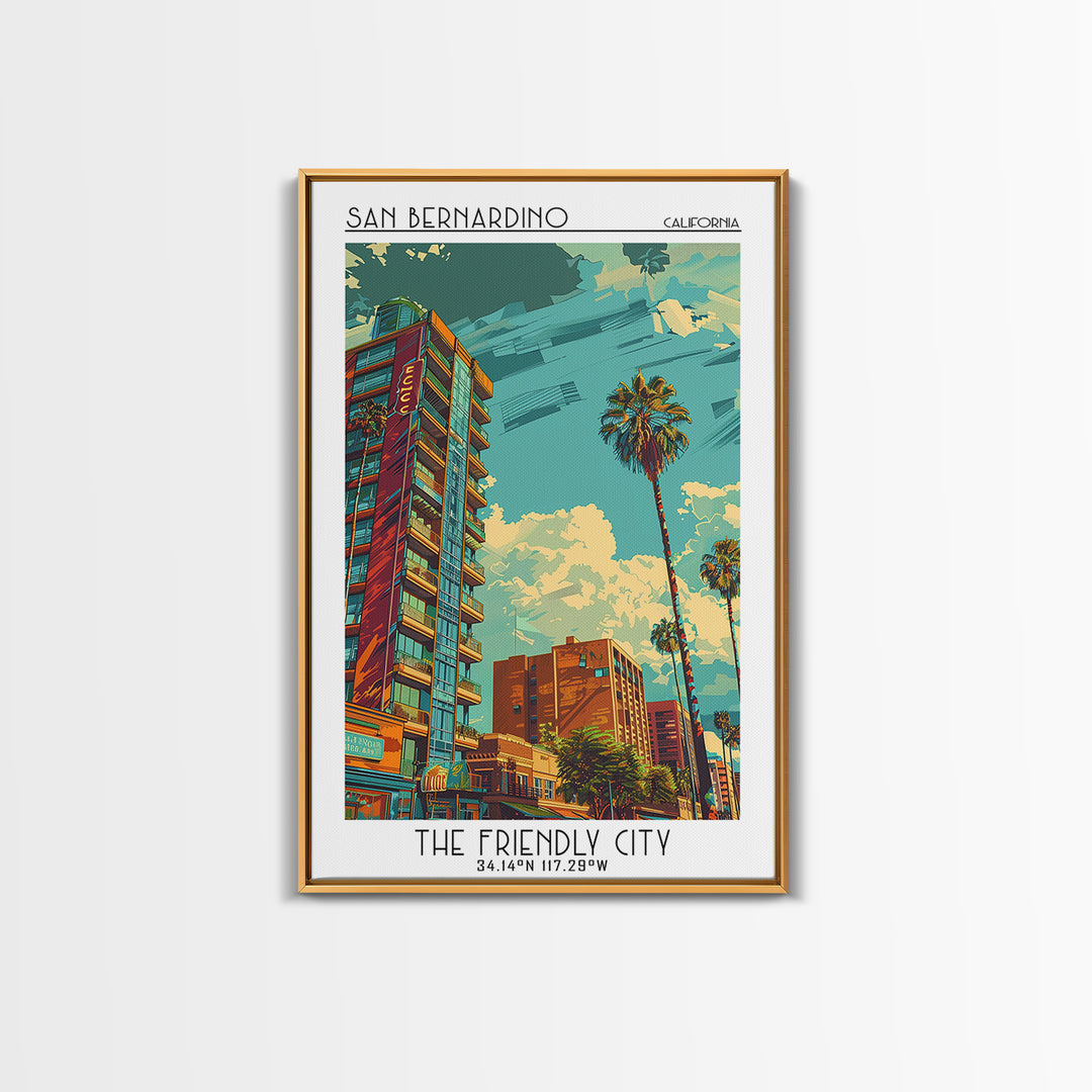 San Bernardino Travel Poster, Canvas Print, Travel Wall Decor, Minimalist Poster, City Illustration, Home Decor, Retro Travel Poster