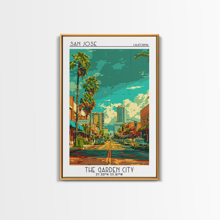 San Jose Travel Poster, Canvas Print, Vintage Travel Print, City Wall Art, City Illustration, Gallery Wall Set, Living Room Wall Art
