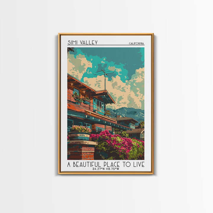 Simi Valley Travel Poster, Canvas Print, Travel Wall Decor, Minimalist Poster, Mid Century Wall Art, Gallery Wall Set, City Wall Art