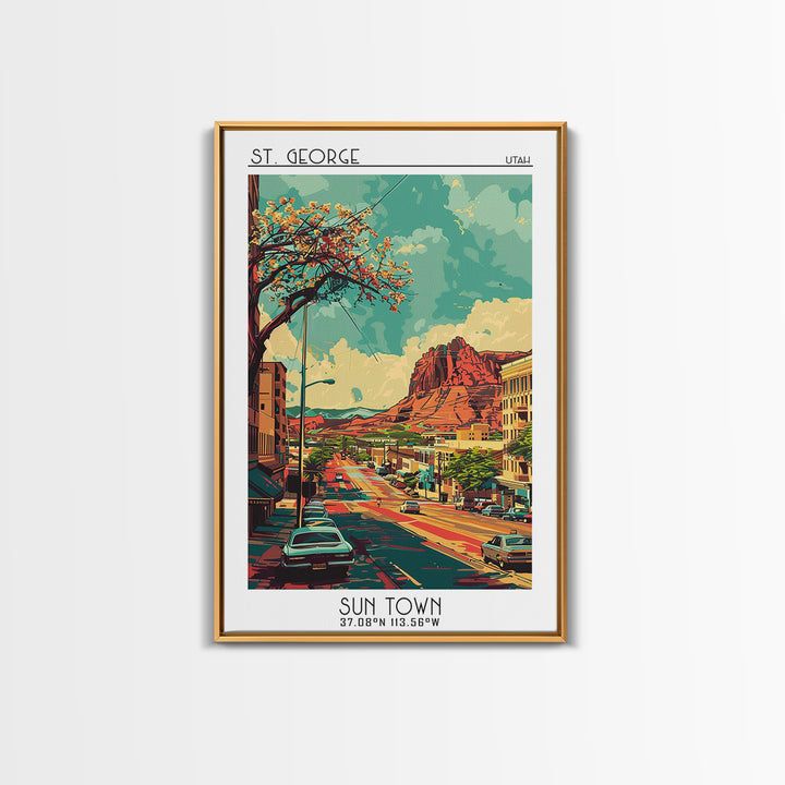 St George Travel Poster, Framed Canvas Print, City Travel Poster, Travel Wall Art, Home Office Decor, Travel Decor, Gallery Wall Set