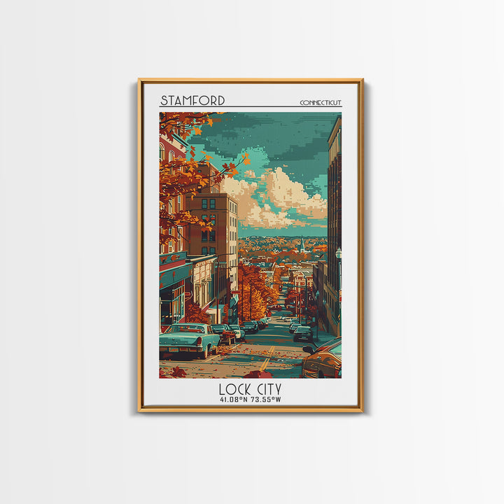 Stamford Travel Poster, Framed Canvas Print, Travel Wall Decor, Minimalist Poster, Fine Art Print, Modern Wall Decor, City Art Print