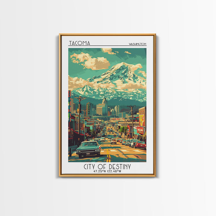 Tacoma Travel Poster, Framed Canvas Print, Travel Art Print, Modern Wall Decor, Landscape Art, Minimalist Poster, City Travel Poster
