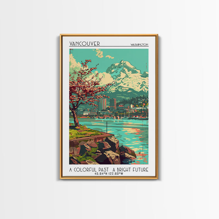 Vancouver Travel Poster, Framed Canvas Print, City Art Print, Travel Wall Art, City Travel Poster, Modern Wall Decor, Fine Art Print