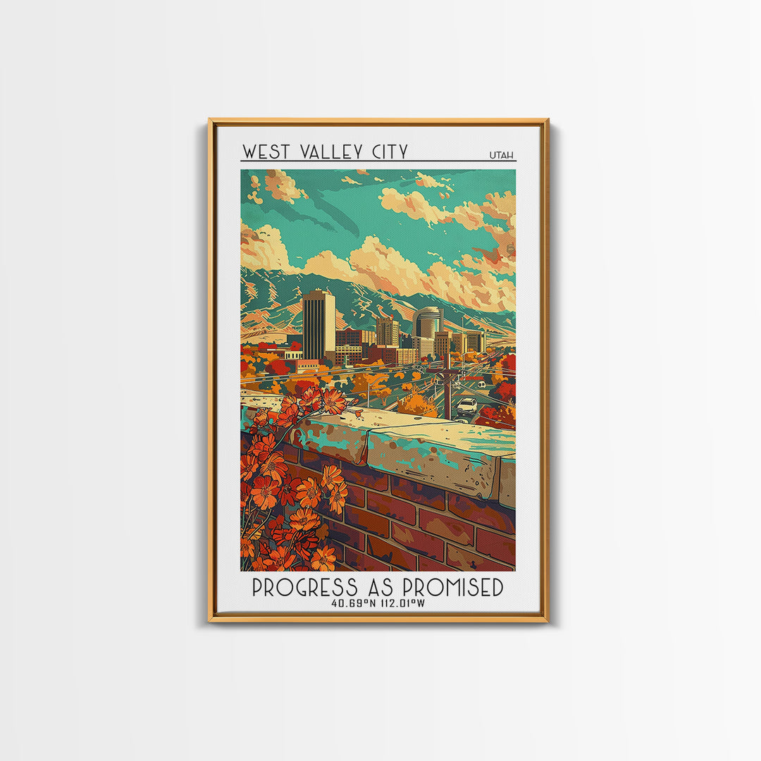 West Valley City Travel Poster, Framed Canvas Print, City Travel Poster, Travel Wall Decor, Home Decor, Fine Art Print, Travel Print