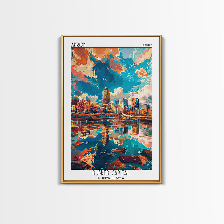 Akron Travel Poster, Canvas Print, Poster Print, Travel Wall Art, Gallery Wall Set, City Wall Art, Fine Art Print, Minimalist Poster