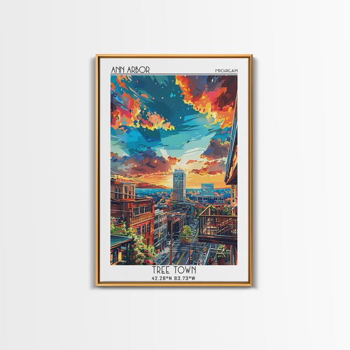 Ann Arbor Travel Poster, Canvas Print, Travel Art Print, Modern Wall Decor, Poster Print, Home Office Decor, Travel Print, Art Print