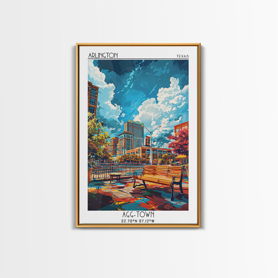 Arlington Travel Poster, Framed Canvas Print, Travel Prints, Landscape Art, Travel Wall Art, Watercolor Cityscape, Travel Wall Decor