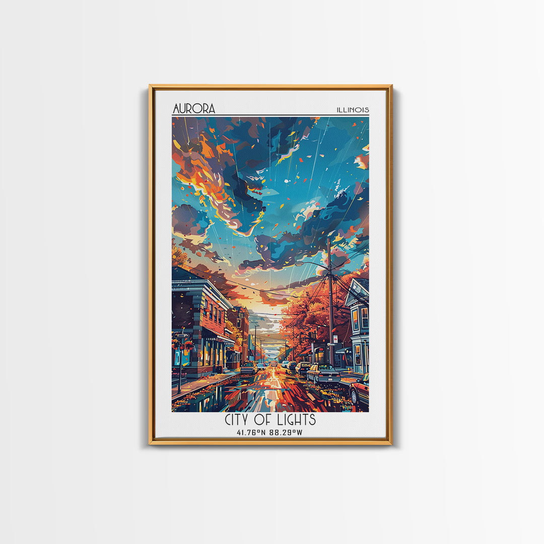 Aurora Illinois Travel Poster, Canvas Print, Travel Prints, Landscape Art, Vintage Travel Art, Vintage Posters, Vintage Travel Print