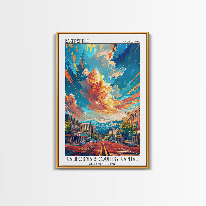 Bakersfield Travel Poster, Canvas Print, Retro Wall Art, Travel Print, Vintage Travel Print, Vintage Travel Art, Vintage City Poster