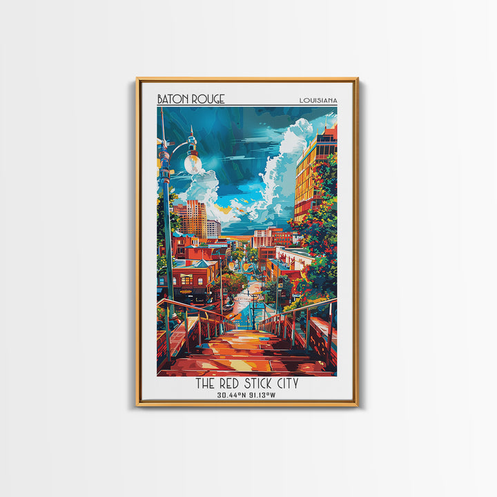 Baton Rouge Travel Poster, Canvas Print, Travel Wall Art, City Wall Art, Landscape Art, Vintage Travel Art, Poster Print, Poster Art