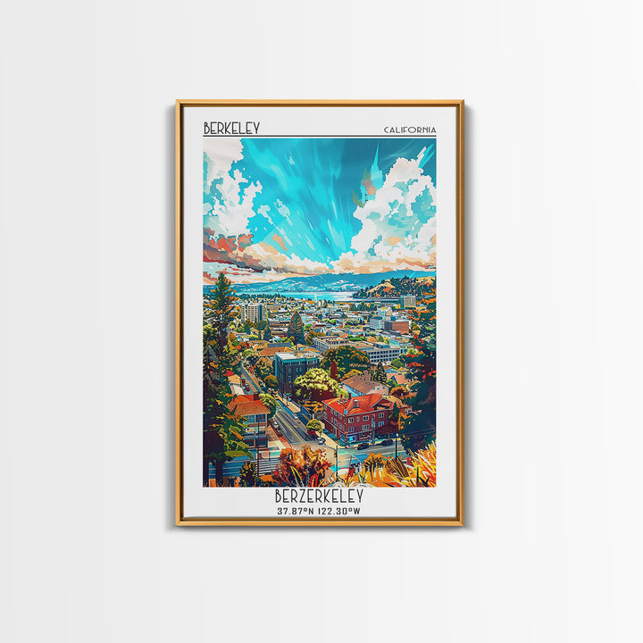 Berkeley Travel Poster, Framed Canvas Print, Vintage Travel Print, City Wall Art, Retro Wall Art, Vintage Travel Art, Vintage Poster