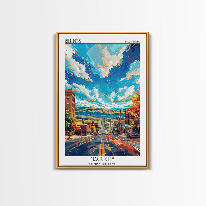 Billings Travel Poster, Framed Canvas Print, Travel Art Print, Modern Wall Decor, Retro Travel Poster, Travel Print, Wanderlust Gift
