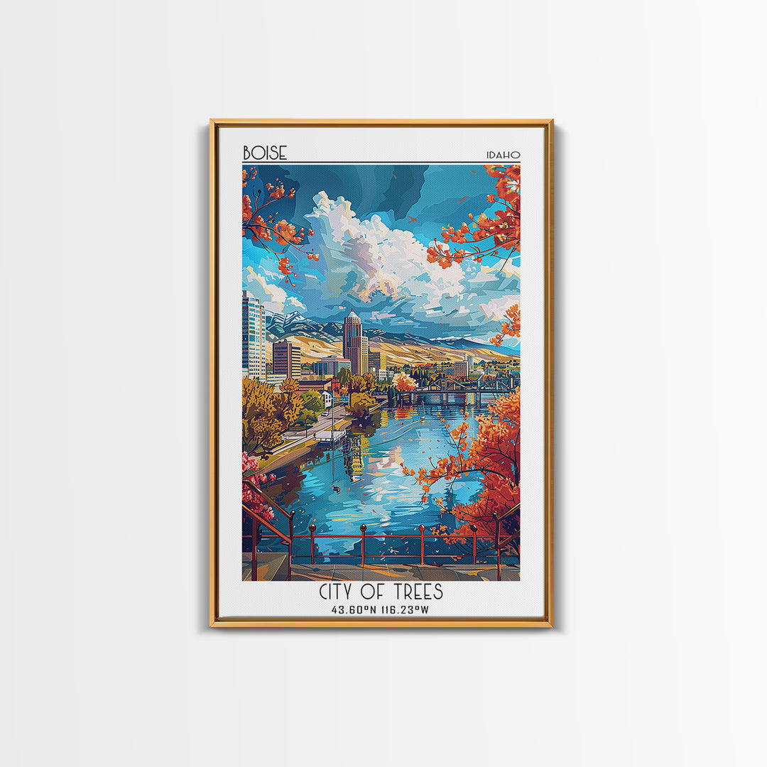 Boise Travel Poster, Canvas Print, City Travel Poster, Vintage City Poster, Vintage Travel Print, Retro Wall Art, Retro Travel Print