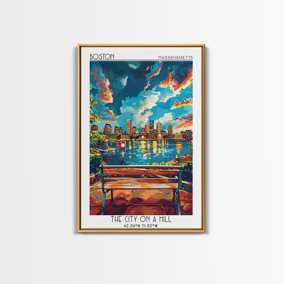 Boston Travel Poster, Canvas Print, Poster Print, Travel Wall Art, Minimalist Poster, Home Office Decor, Travel Print, City Wall Art