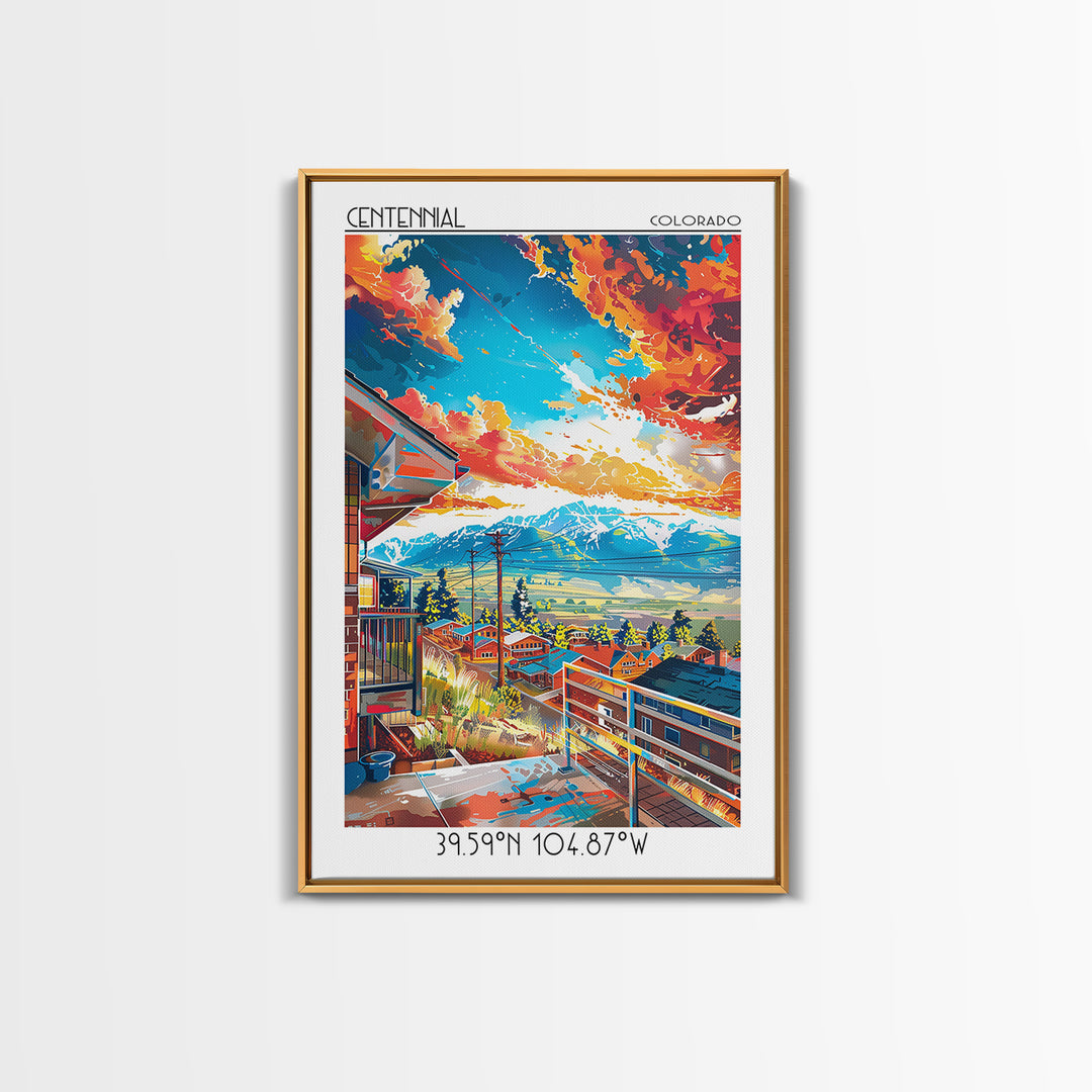 Centennial Travel Poster, Framed Canvas Print, City Travel Poster, Travel Wall Decor, Retro Travel Print, Poster Art, Retro Wall Art