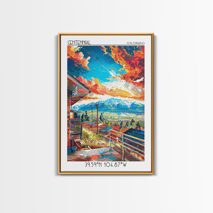 Centennial Travel Poster, Framed Canvas Print, City Travel Poster, Travel Wall Decor, Retro Travel Print, Poster Art, Retro Wall Art
