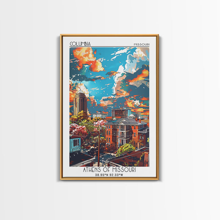 Columbia South Carolina Travel Poster, Canvas Print, City Travel Poster, Vintage City Poster, City Illustration, Retro Travel Poster