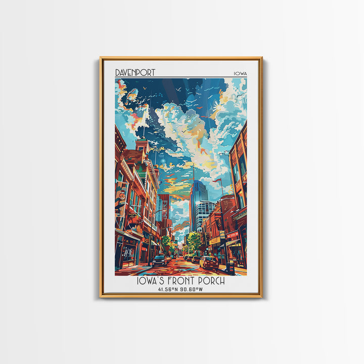 Davenport Travel Poster, Canvas Print, Travel Prints, Landscape Art, Retro Travel Print, City Art Print, Travel Wall Decor, Wall Art