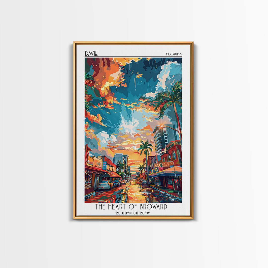 Davie Travel Poster, Framed Canvas Print, Retro Travel Poster, City Wall Art, Retro Travel Print, City Travel Poster, Retro Wall Art