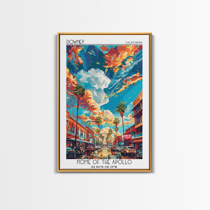 Downey Travel Poster, Canvas Print, City Travel Poster, Travel Wall Decor, Art Print, Travel Posters, City Wall Art, Travel Wall Art