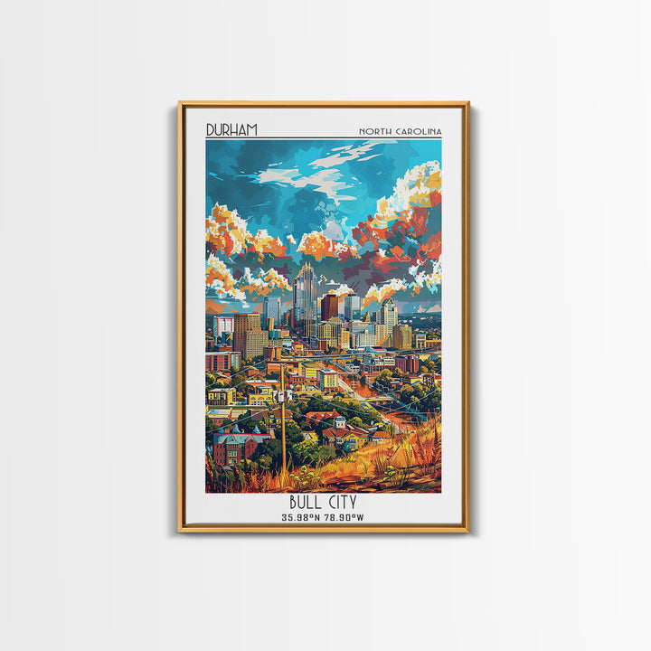Durham Travel Poster, Framed Canvas Print, Retro Travel Poster, City Wall Art, Retro Travel Print, Vintage Travel, Minimalist Poster