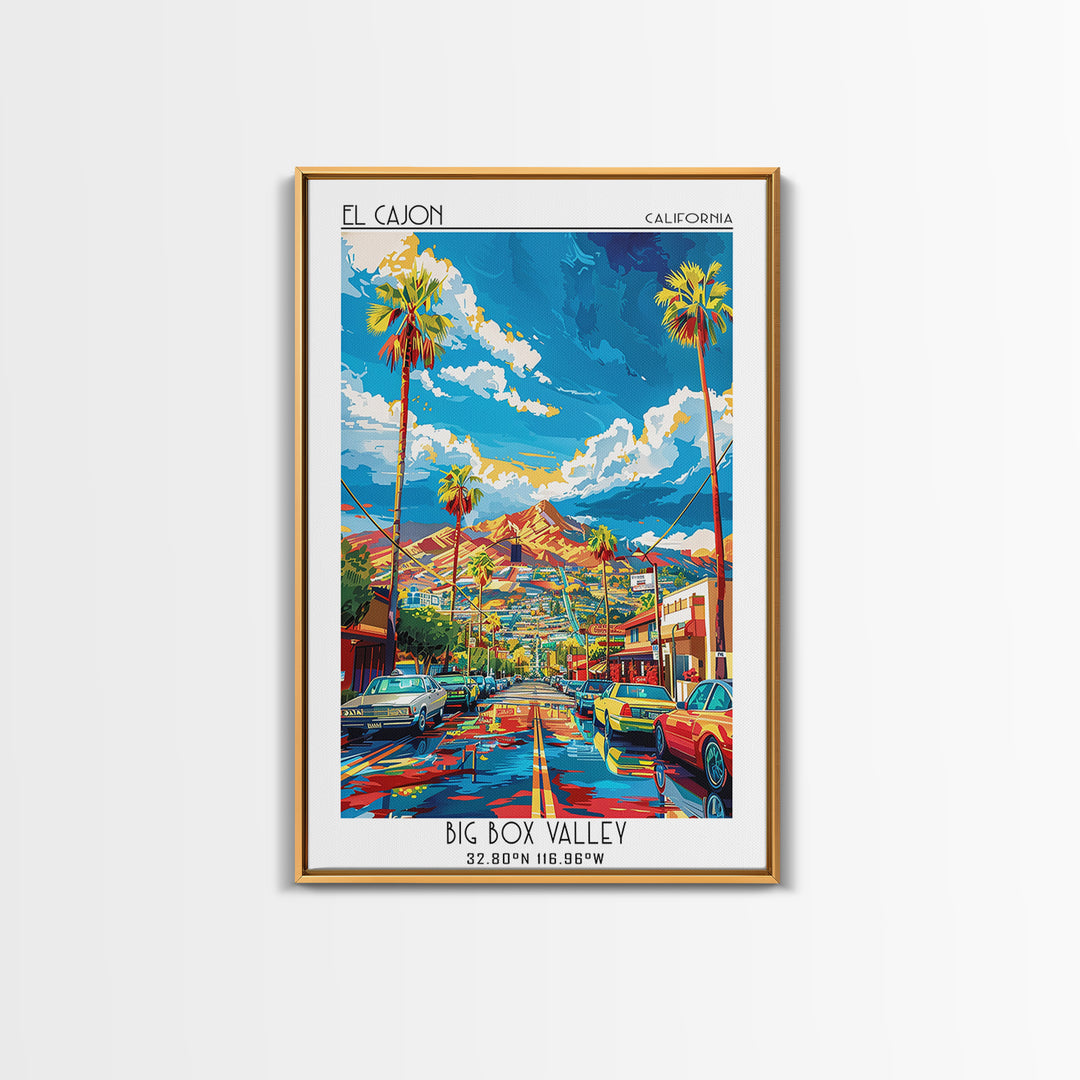 El Cajon Travel Poster, Canvas Print, Retro Travel Poster, City Wall Art, Poster Print, Art Print, Landscape Art, City Travel Poster