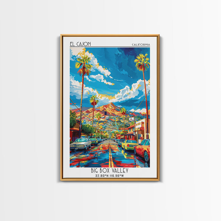 El Cajon Travel Poster, Canvas Print, Retro Travel Poster, City Wall Art, Poster Print, Art Print, Landscape Art, City Travel Poster
