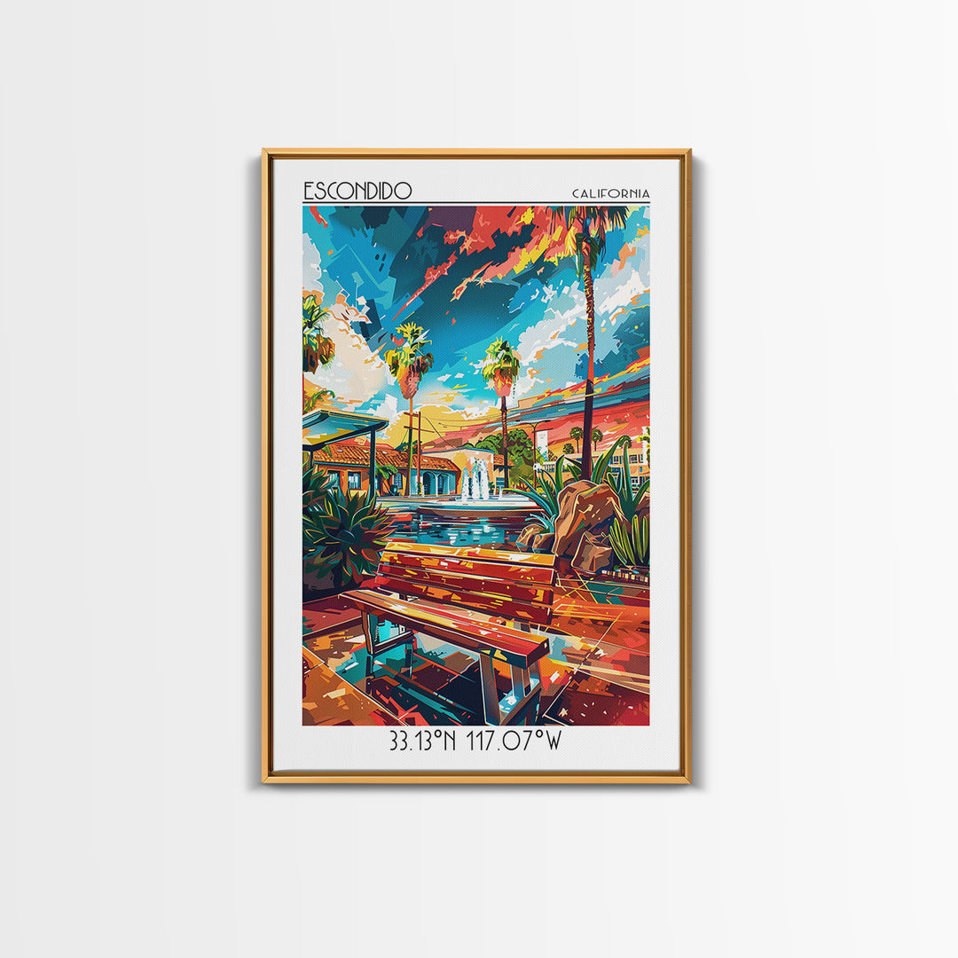 Escondido Travel Poster, Framed Canvas Print, Poster Print, Travel Wall Art, Home Office Decor, City Art Print, Living Room Wall Art