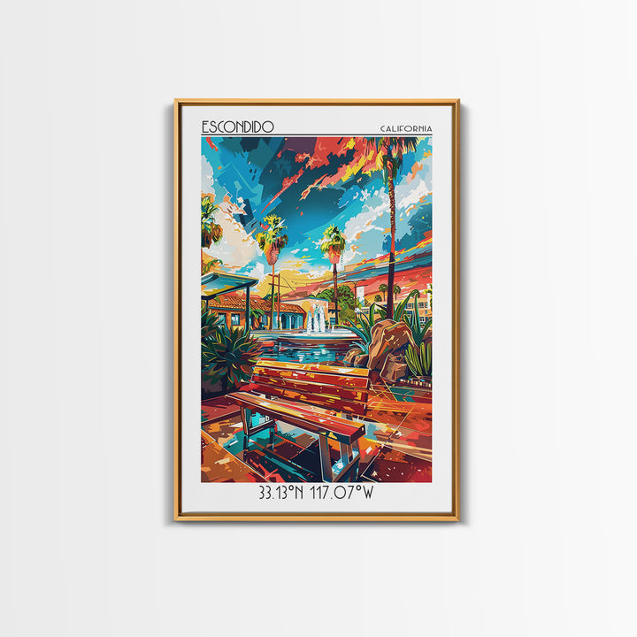 Escondido Travel Poster, Framed Canvas Print, Poster Print, Travel Wall Art, Home Office Decor, City Art Print, Living Room Wall Art