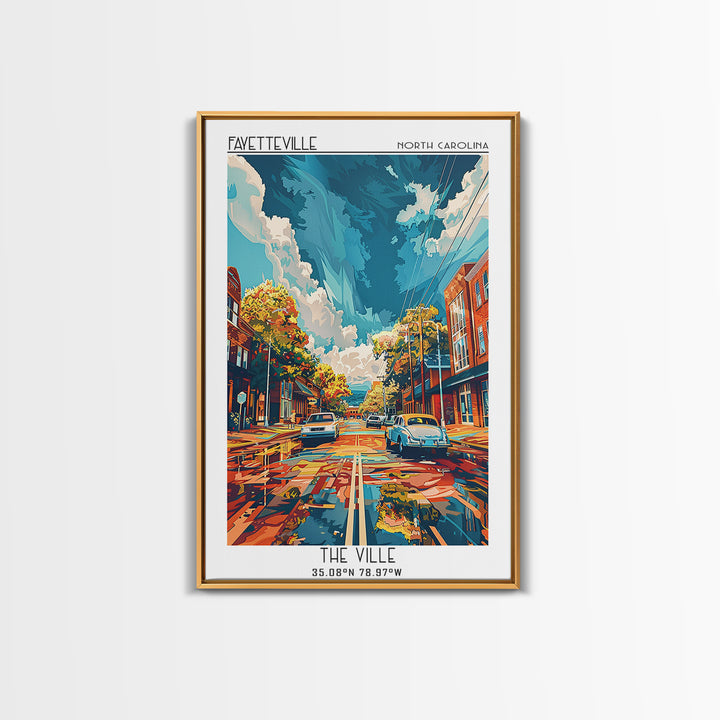 Fayetteville Travel Poster, Framed Canvas Print, Travel Wall Decor, Minimalist Poster, Art Print, City Art Print, City Travel Poster