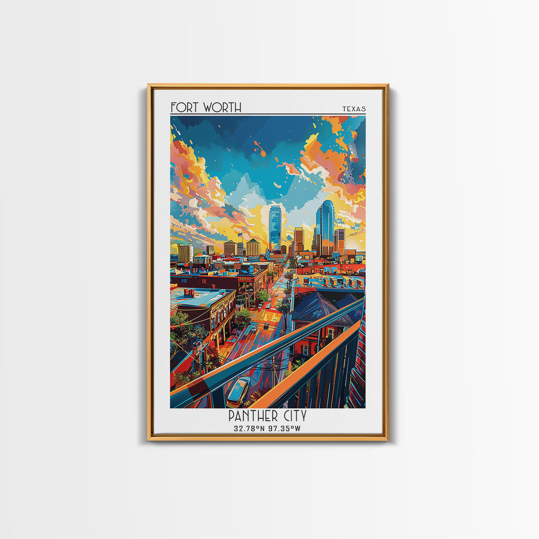 Fort Worth Travel Poster, Canvas Print, Poster Print, Travel Wall Art, City Art Print, Retro Wall Art, Travel Posters, Travel Prints