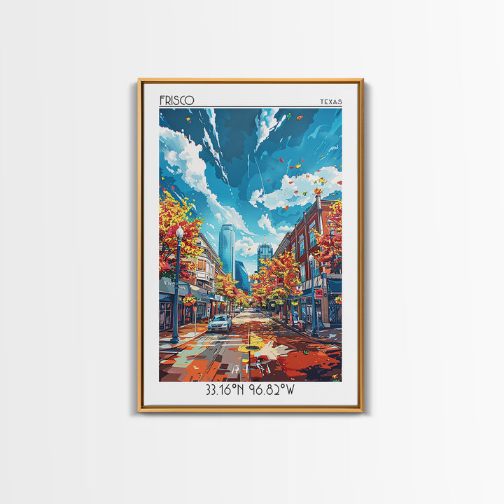 Frisco Travel Poster, Framed Canvas Print, Poster Print, Travel Wall Art, Travel Decor, Art Print, City Art Print, City Illustration