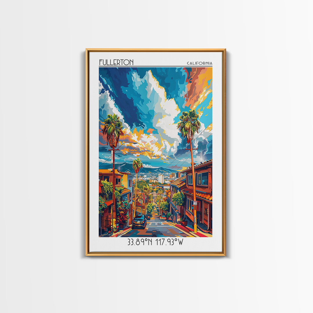 Fullerton Travel Poster, Canvas Print, City Travel Poster, Vintage City Poster, Vintage Travel Print, Travel Posters, City Art Print