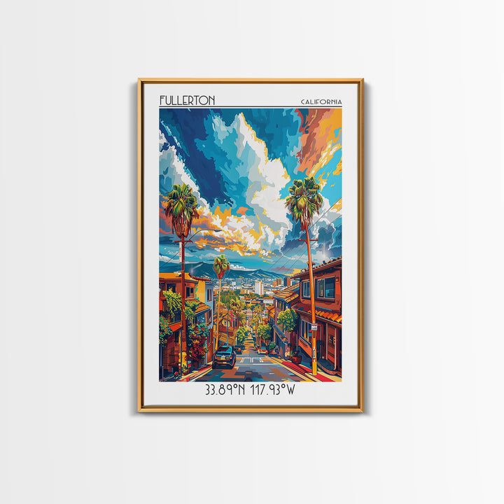 Fullerton Travel Poster, Canvas Print, City Travel Poster, Vintage City Poster, Vintage Travel Print, Travel Posters, City Art Print