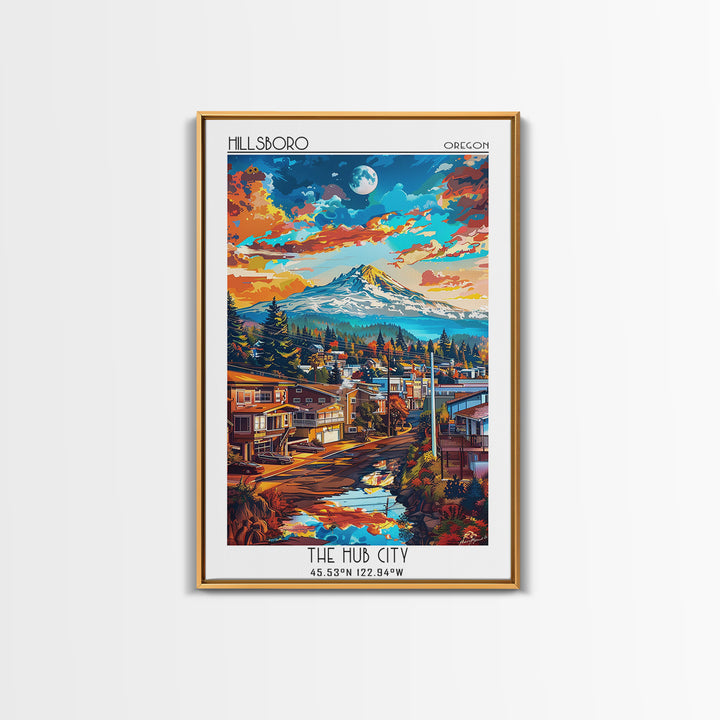 Hillsboro Travel Poster, Canvas Print, Poster Print, Travel Wall Art, Travel Art Print, Retro Wall Art, Art Print, Home Office Decor