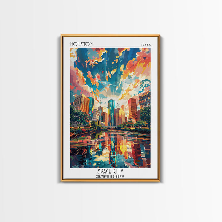 Houston Travel Poster, Canvas Print, Vintage Travel Print, City Wall Art, Wall Art, Retro Travel Print, Poster Art, Travel Art Print