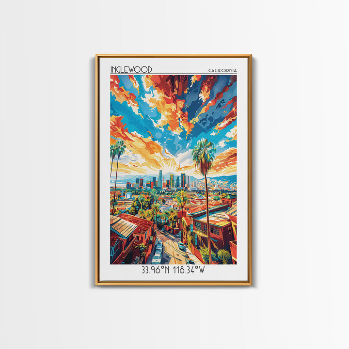 Inglewood Travel Poster, Canvas Print, Travel Wall Decor, Minimalist Poster, City Travel Poster, City Wall Art, Living Room Wall Art