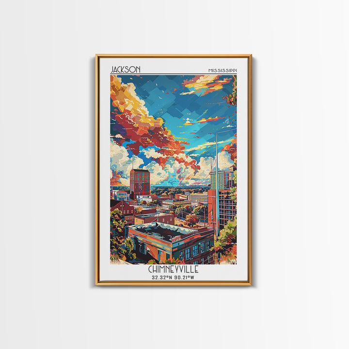 Jackson Travel Poster, Framed Canvas Print, Retro Travel Poster, City Wall Art, Vintage Posters, Wanderlust Gift, Retro Travel Print