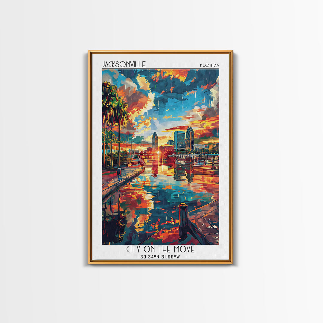 Jacksonville Travel Poster, Framed Canvas Print, Retro Travel Poster, City Wall Art, Travel Art Print, Vintage Posters, Poster Print