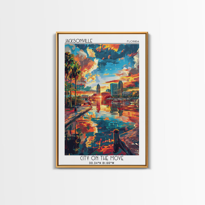 Jacksonville Travel Poster, Framed Canvas Print, Retro Travel Poster, City Wall Art, Travel Art Print, Vintage Posters, Poster Print