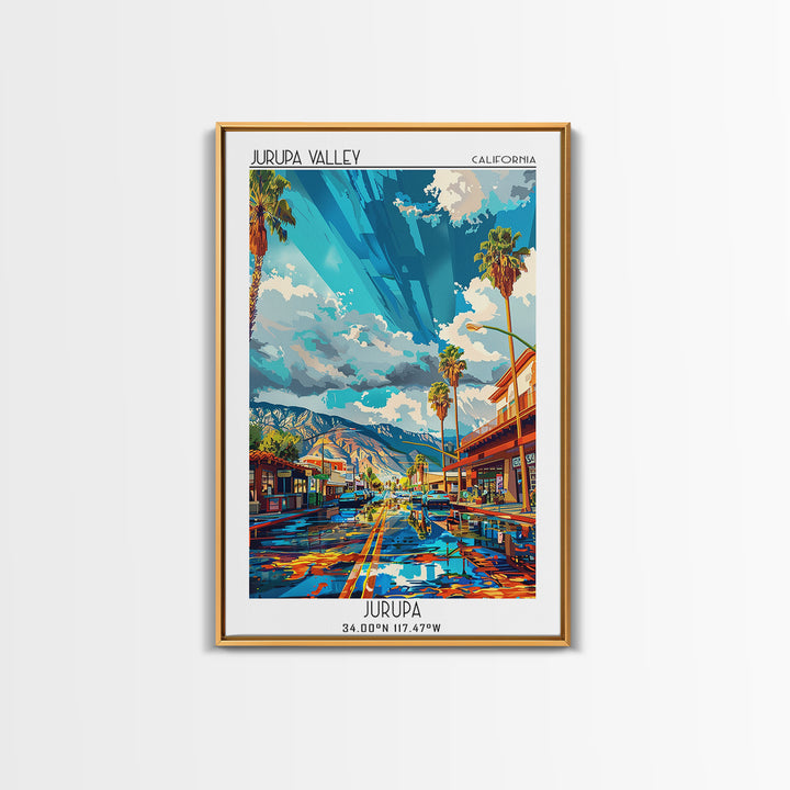 Jurupa Valley Travel Poster, Framed Canvas Print, Retro Travel Poster, City Wall Art, Travel Print, Gallery Wall Set, Travel Posters