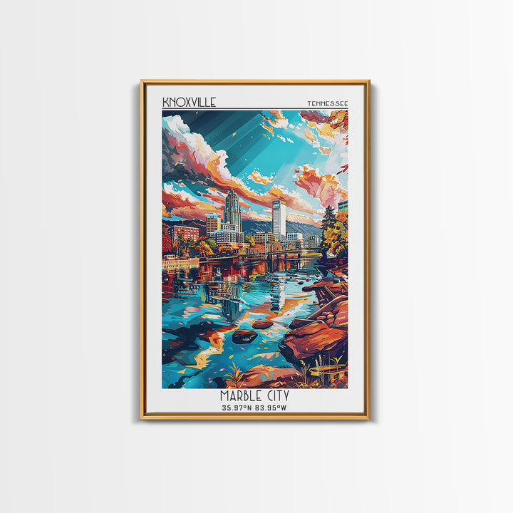 Knoxville Travel Poster, Framed Canvas Print, Poster Print, Travel Wall Art, Travel Posters, City Illustration, Living Room Wall Art