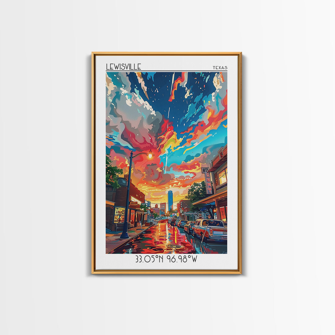 Lewisville Travel Poster, Canvas Print, Retro Wall Art, Travel Print, City Travel Poster, Art Print, Vintage Poster, Vintage Posters