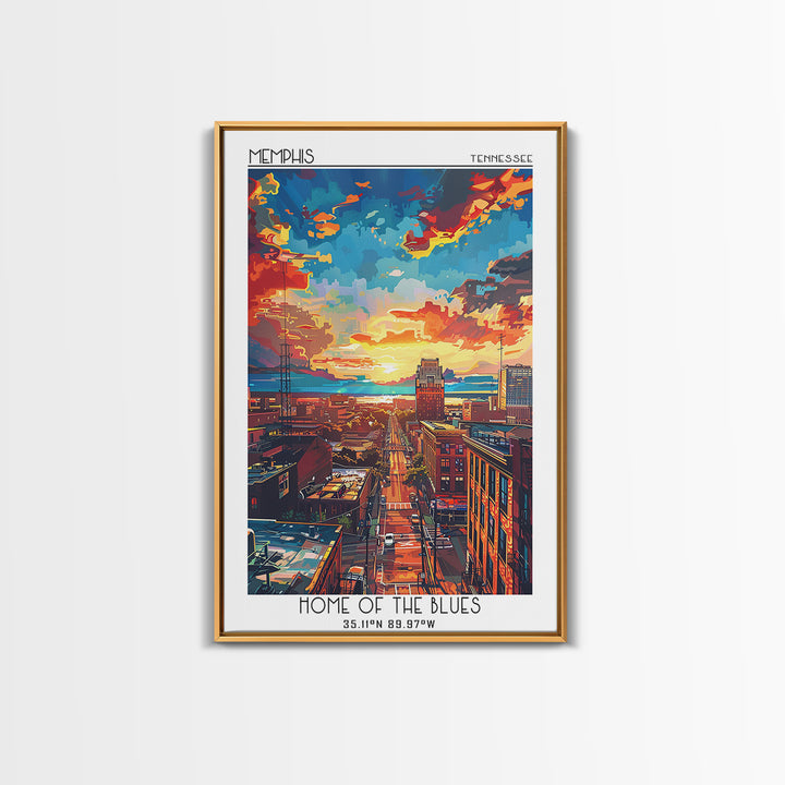 Memphis Travel Poster, Framed Canvas Print, City Travel Poster, Travel Wall Art, Vintage Travel Print, Travel Prints, Retro Wall Art