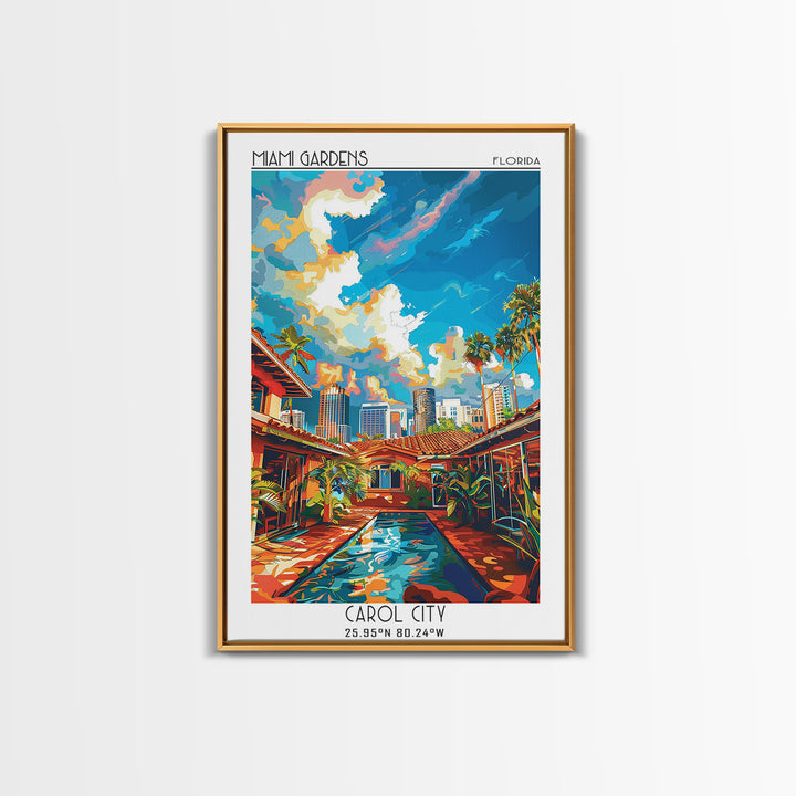 Miami Gardens Travel Poster, Canvas Print, Travel Art Print, Modern Wall Decor, Landscape Art, Wanderlust Gift, Living Room Wall Art
