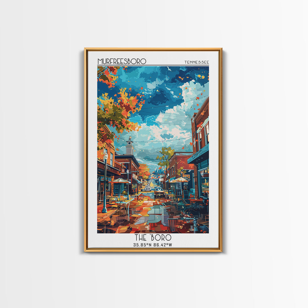 Murfreesboro Travel Poster, Framed Canvas Print, Travel Art Print, Modern Wall Decor, Art Print, City Wall Art, Living Room Wall Art