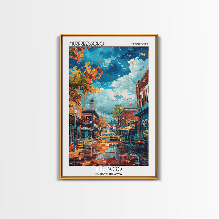 Murfreesboro Travel Poster, Framed Canvas Print, Travel Art Print, Modern Wall Decor, Art Print, City Wall Art, Living Room Wall Art
